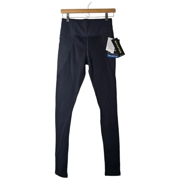 Athleta Premium Polartec Sculptek Tight Small Tall ST Black Outdoor Winter - Picture 1 of 12